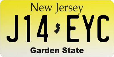 NJ license plate J14EYC