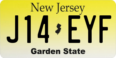 NJ license plate J14EYF