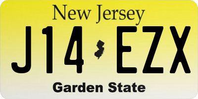 NJ license plate J14EZX