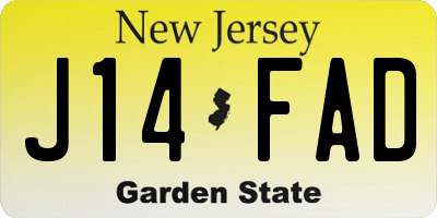 NJ license plate J14FAD