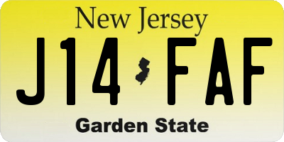 NJ license plate J14FAF