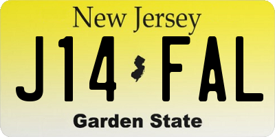 NJ license plate J14FAL