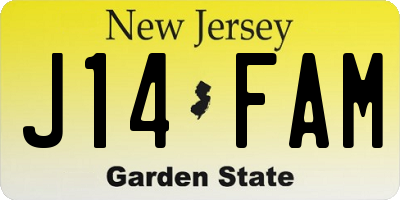 NJ license plate J14FAM