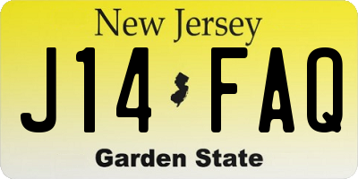 NJ license plate J14FAQ