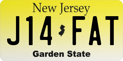 NJ license plate J14FAT