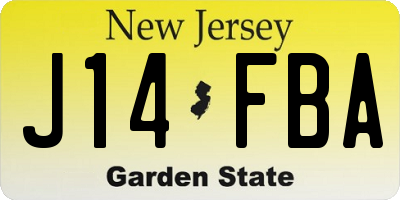 NJ license plate J14FBA