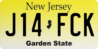 NJ license plate J14FCK