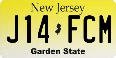NJ license plate J14FCM