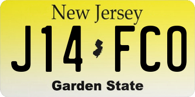 NJ license plate J14FCO