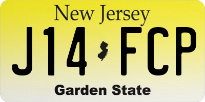 NJ license plate J14FCP
