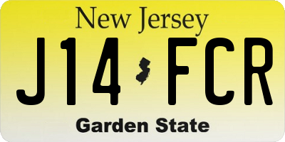 NJ license plate J14FCR