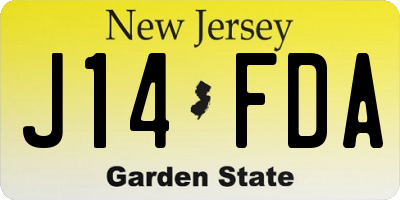 NJ license plate J14FDA