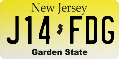 NJ license plate J14FDG