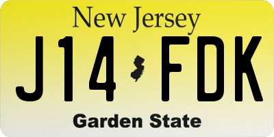 NJ license plate J14FDK