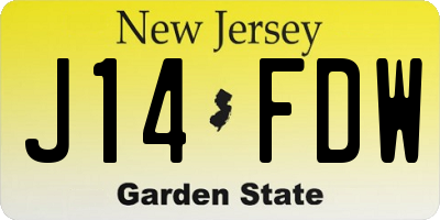 NJ license plate J14FDW