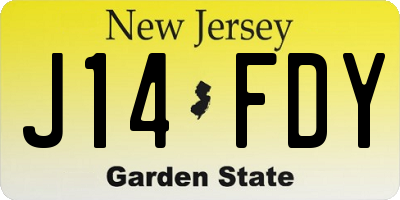 NJ license plate J14FDY