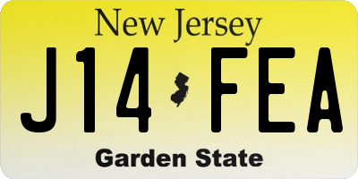 NJ license plate J14FEA