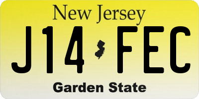 NJ license plate J14FEC