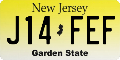 NJ license plate J14FEF
