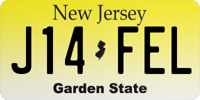 NJ license plate J14FEL