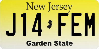 NJ license plate J14FEM