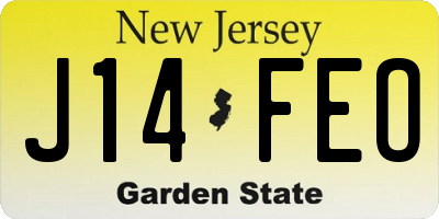 NJ license plate J14FEO