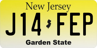 NJ license plate J14FEP