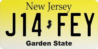 NJ license plate J14FEY