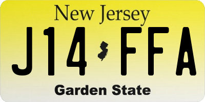 NJ license plate J14FFA