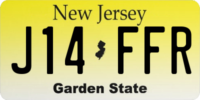 NJ license plate J14FFR