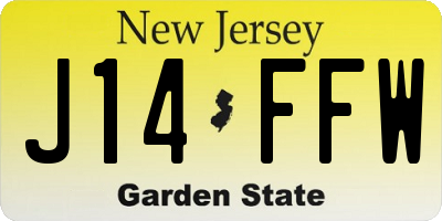 NJ license plate J14FFW