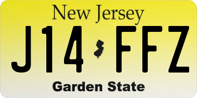 NJ license plate J14FFZ