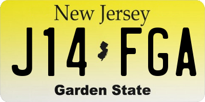 NJ license plate J14FGA