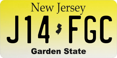NJ license plate J14FGC