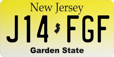 NJ license plate J14FGF