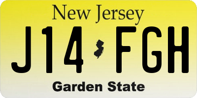NJ license plate J14FGH