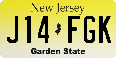 NJ license plate J14FGK