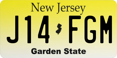 NJ license plate J14FGM
