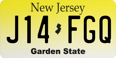 NJ license plate J14FGQ
