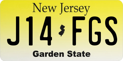 NJ license plate J14FGS