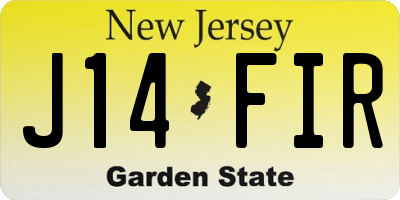 NJ license plate J14FIR