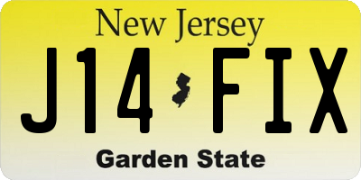 NJ license plate J14FIX