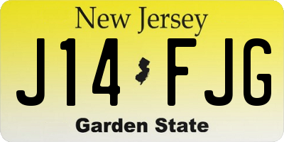 NJ license plate J14FJG