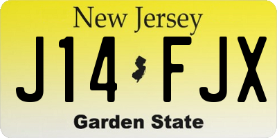 NJ license plate J14FJX