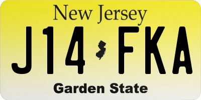 NJ license plate J14FKA