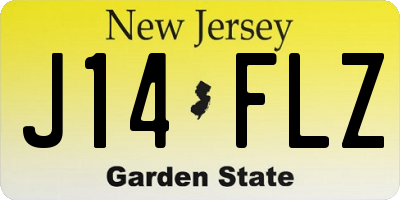 NJ license plate J14FLZ