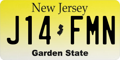 NJ license plate J14FMN