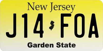 NJ license plate J14FOA