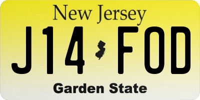 NJ license plate J14FOD