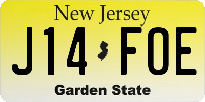 NJ license plate J14FOE